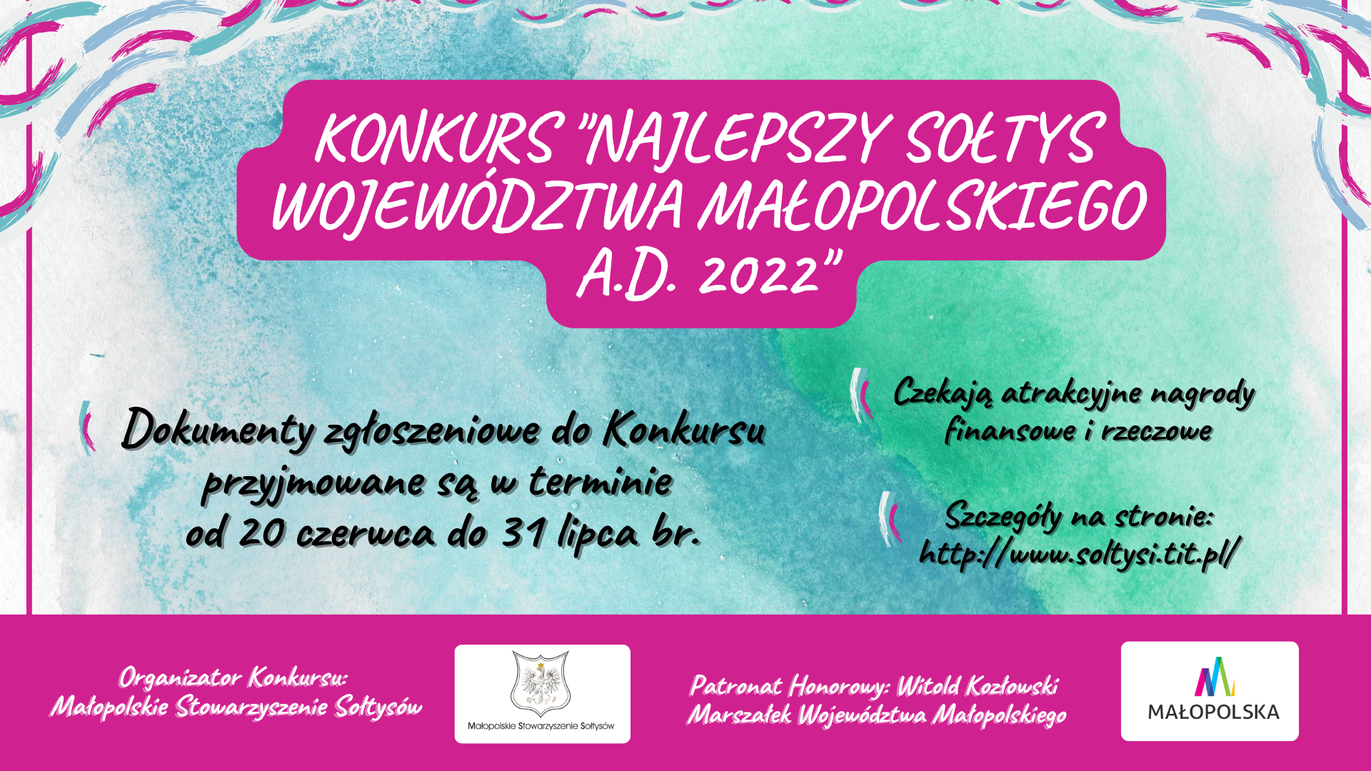 Plakat informacyjny na temat Konkurs "Najlepszy Sołtys Małopolski A.D. 2022"