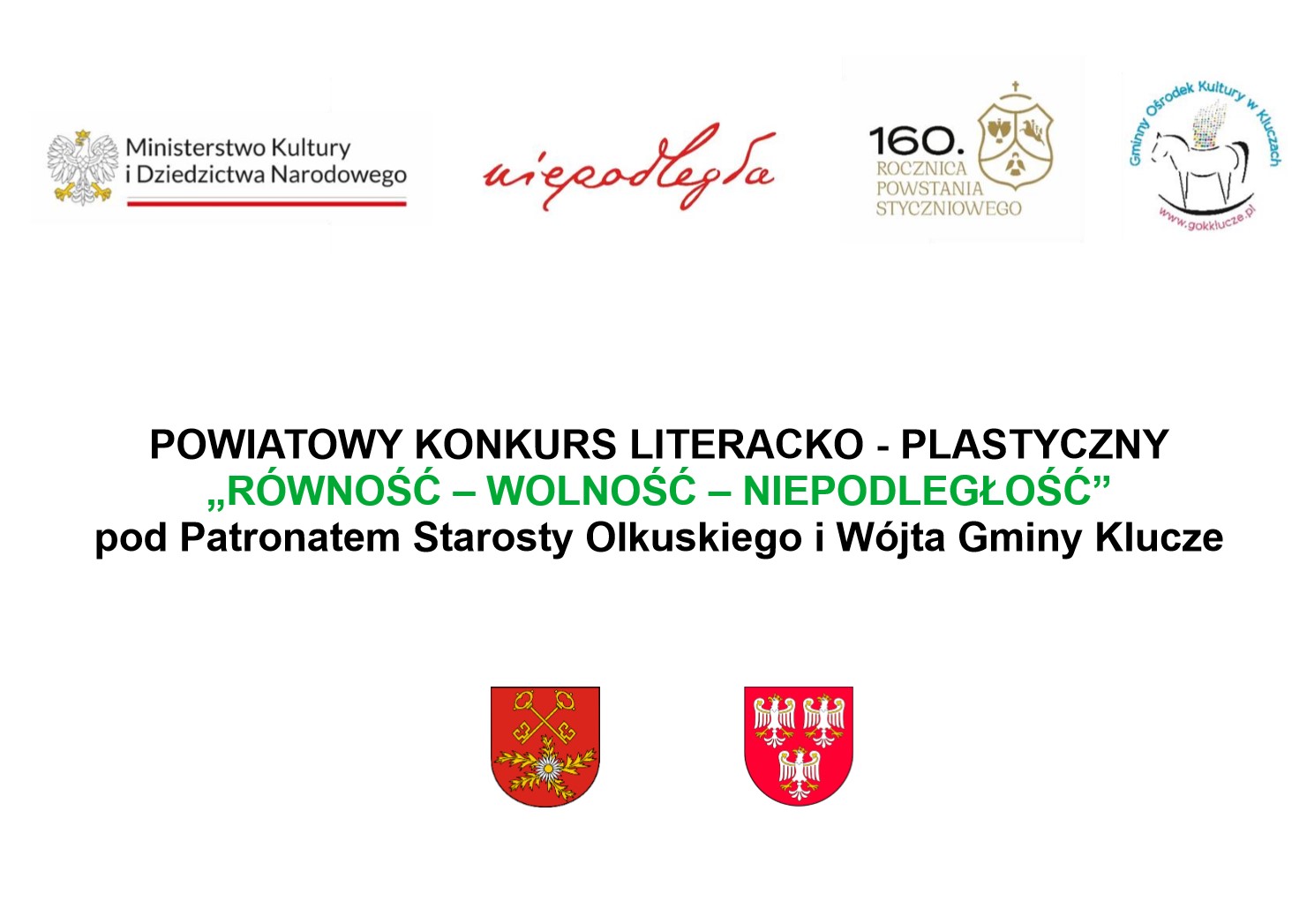 Logotypy i informacja o powiatowym konkursie literacko-plastycznym 