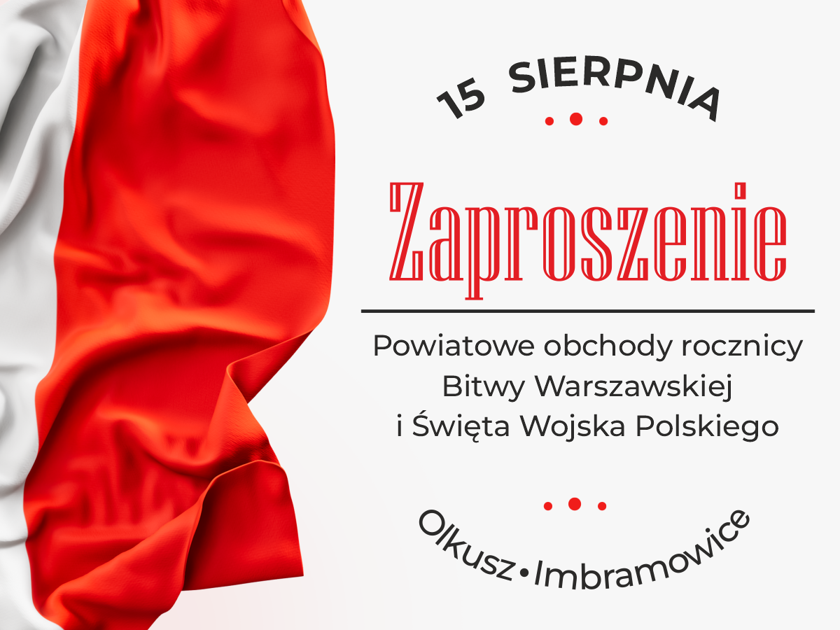 Zaproszenie na powiatowe obchody rocznicy Bitwy Warszawskiej i Święta Wojska Polskiego